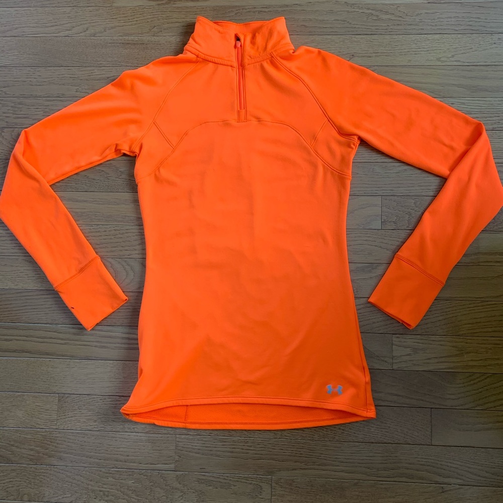 SMALL Orange Under Armor pull-over